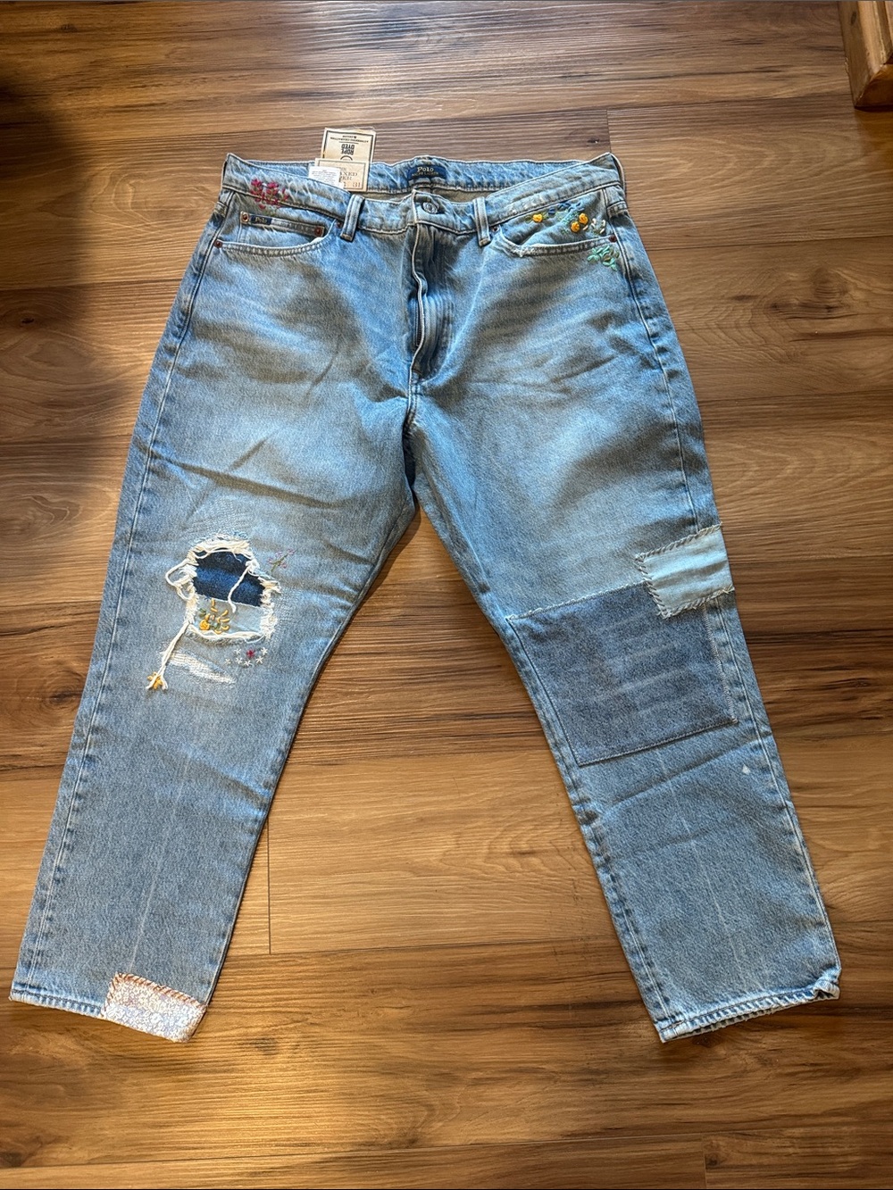 Polo by Ralph Lauren Embroidered Relaxed Taper Jeans Size 31 but 36in Waist